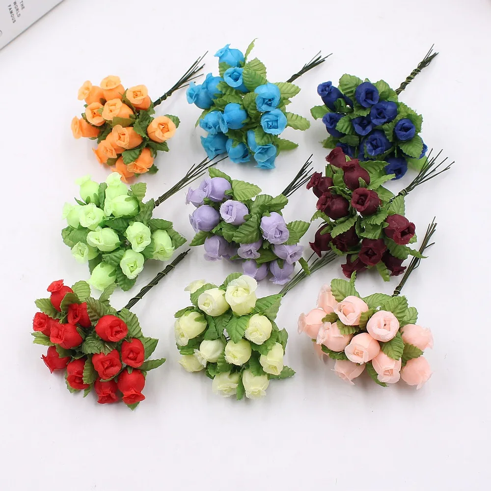 High quality artificial  flower 12 bunches of small roses  home decoration wedding set processing custom