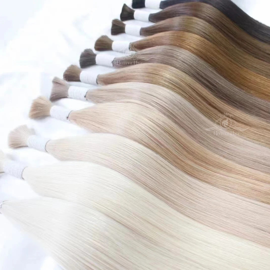 Top Quality Unprocessed Hair Vendor Double Drawn Virgin European Extensiones Cabello Humano Natural Russian Raw Bulk Human Hairs
