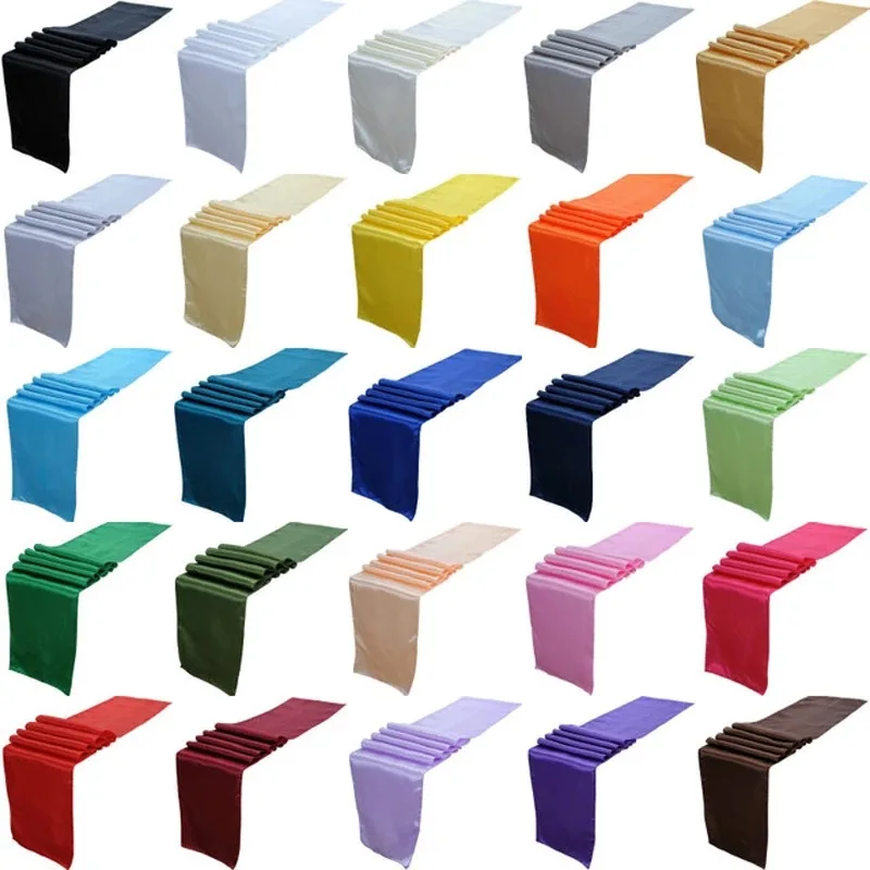 Satin table runner wedding wholesale wedding banquet birthday party table decorations simple solid color table runner