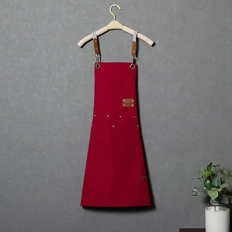 Canvas apron custom logo printing, catering, cooking, coffee shop, barber bar, internet red, waterproof work clothes for women