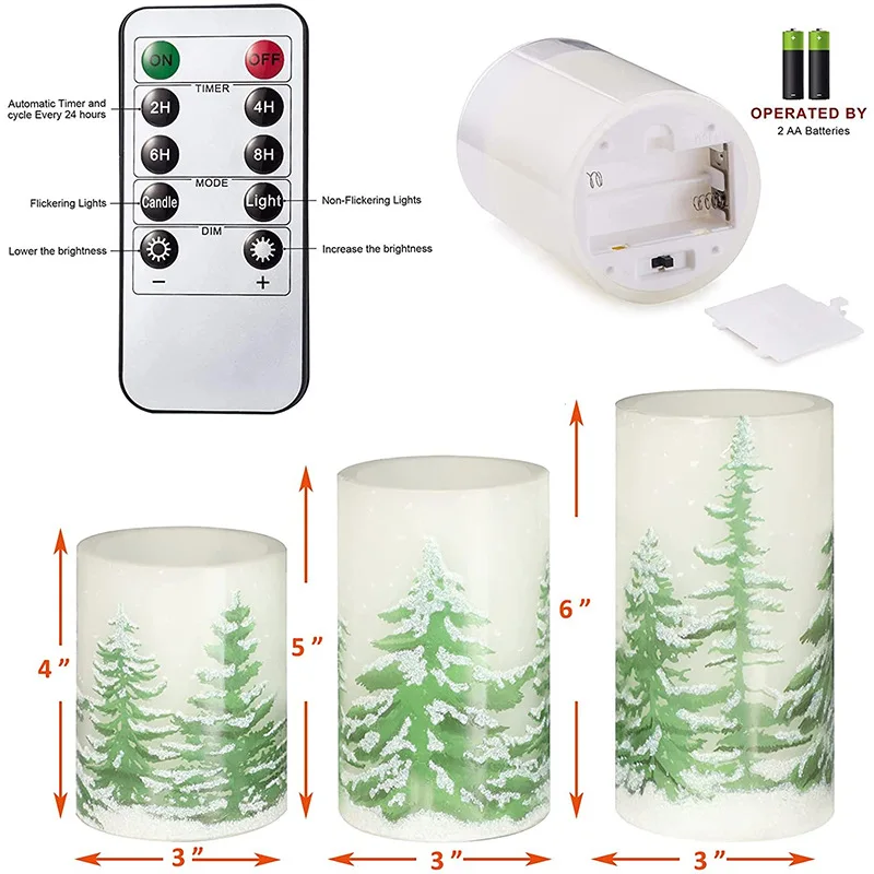 2024 new Christmas decoration supplies real wax led candles light Christmas tree decoration candles set with remote control