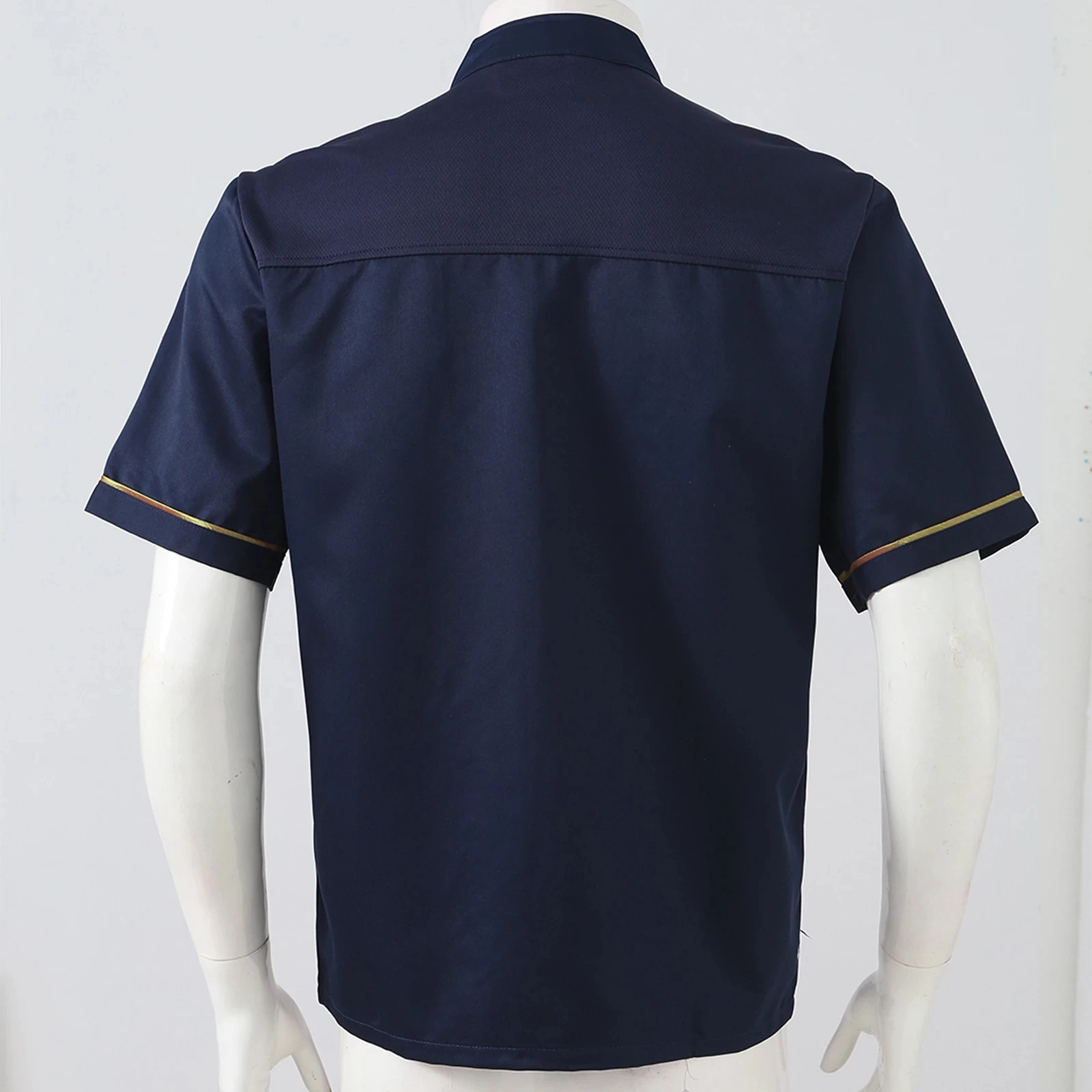 Summer Silky Man Woman  Kitchen Chef Uniform Short Sleeve Work Shirt