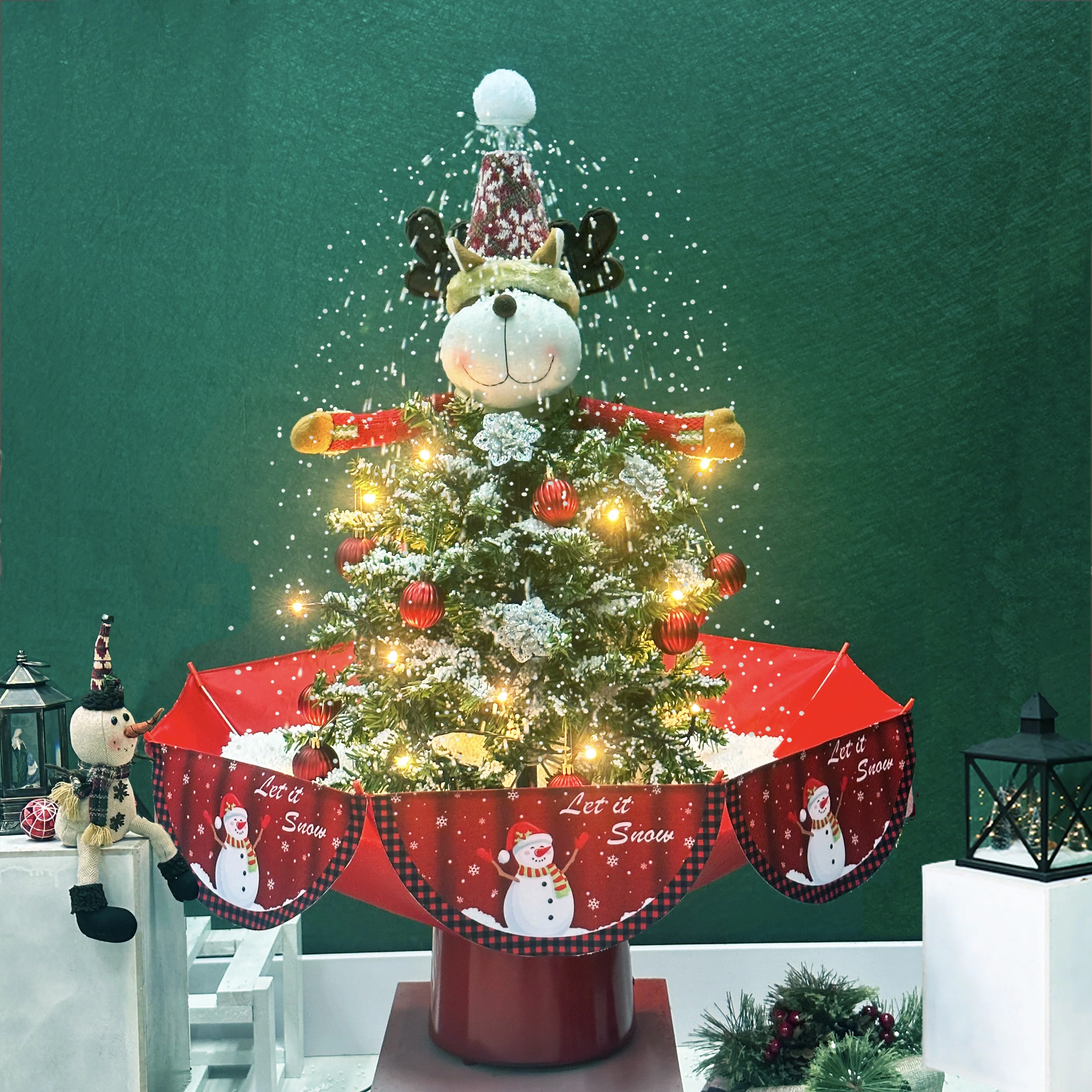 unique home holiday decoration merry led Christmas Tree with snowman