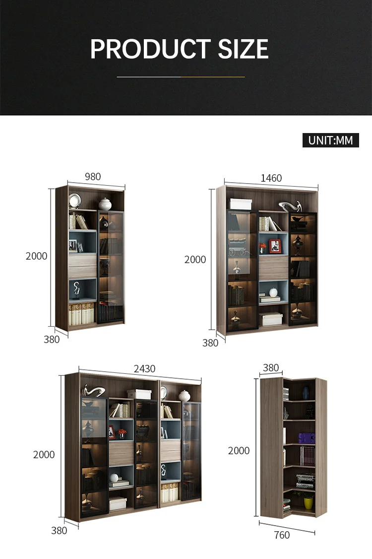 
Modern Bookcase with glass Door/ Storage Bookcase with Glass door/customized Wood PANEL Home Furniture 