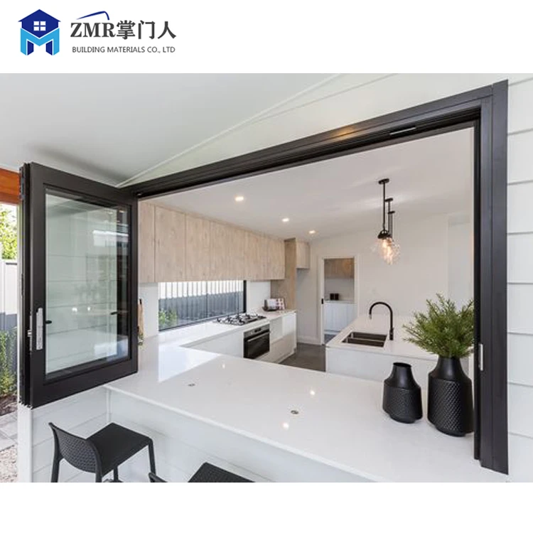 Hot sale aluminium house windows vertical accordion aluminium folding windows