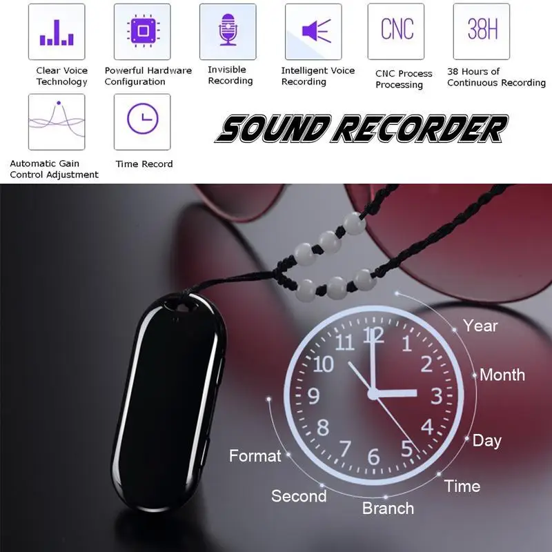 8GB Hidden Pendant Mini Digital Voice Recorder Sound Audio Recording Pen Professional MP3 Player Voice Activated Dictaphone
