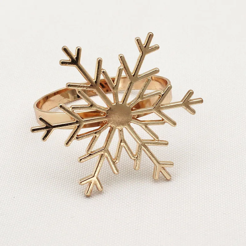 Christmas snowflake napkin ring metal napkin buckle table decoration golden napkin ring