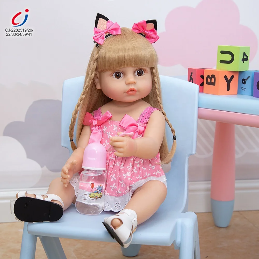 Chengji 55 CM Simulation Baby Bottle Lifelike Cute Soft Silicone Realistic Reborn Doll Toy for Kids