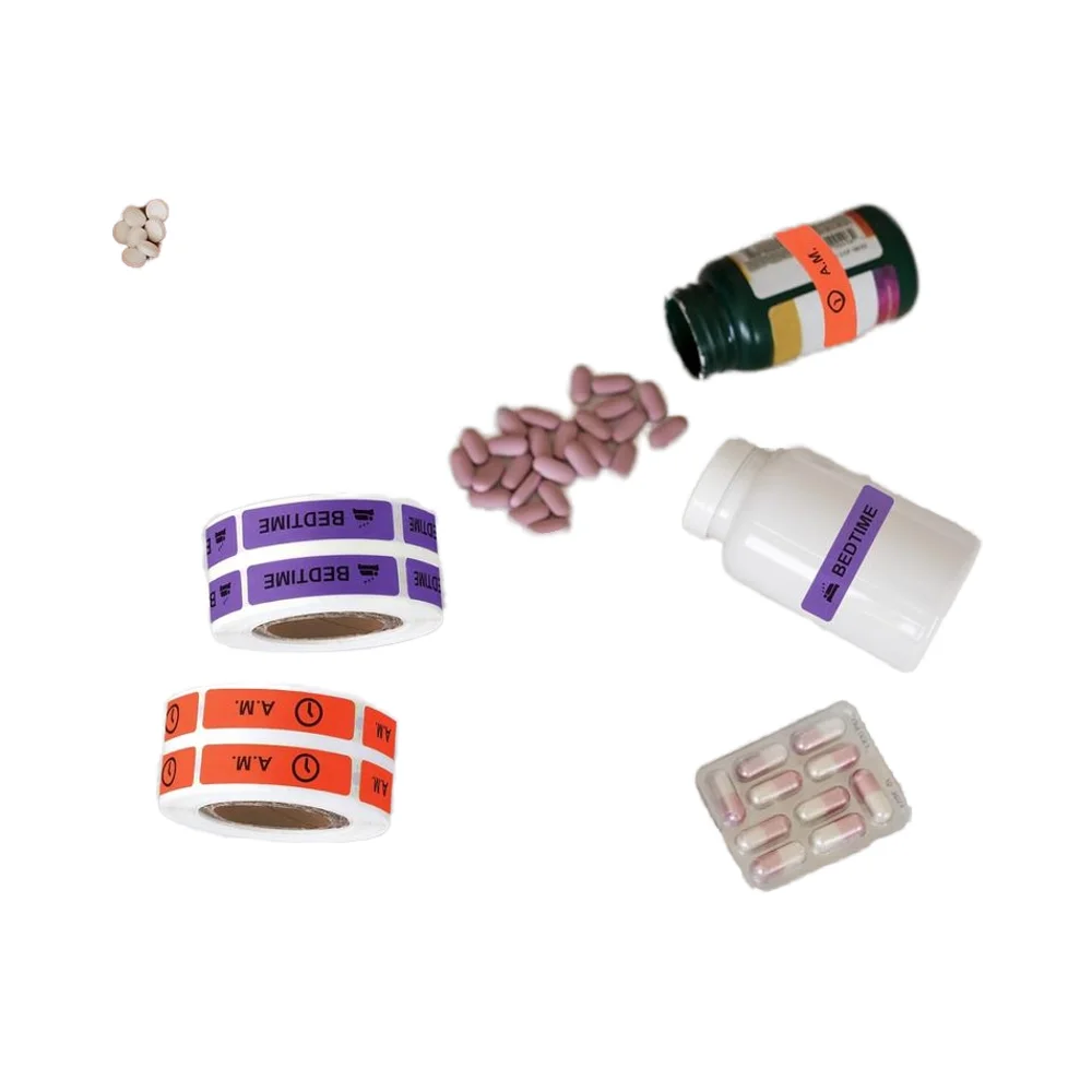 Recyclable Permanent Paper Label AM NOON PM Bedtime Pill Case Planner Adhesive Sticker Medication Instruction Cosmetics