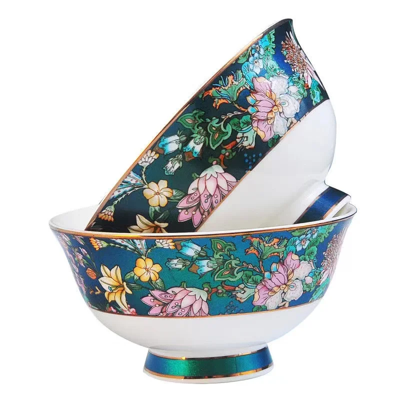 Jingdezhen enamel tableware set high appearance level set Chinese court bowl plate bone China a complete set of noble national s