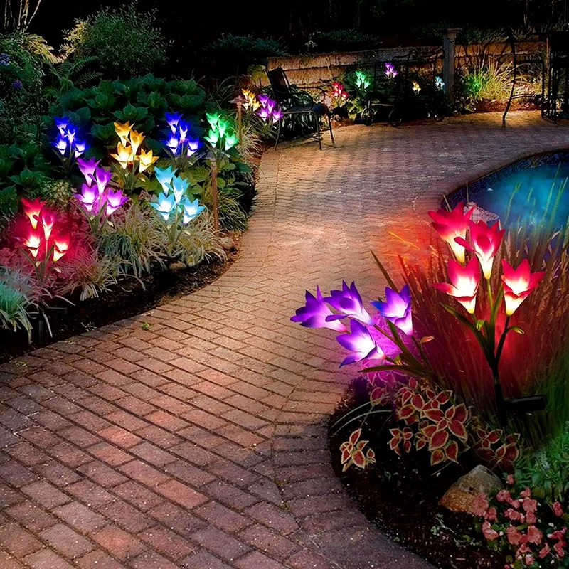 Outdoor Garden Pathway Landscaping Lawn Decor Led Solar Powered Flower Lights Chrysanthemum