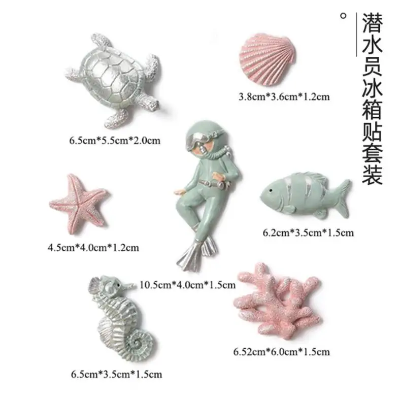 3d Resin Marine Series Refrigerator Magnet Turtle Fish Sea Star Seahorse Diver refrigerator magnet