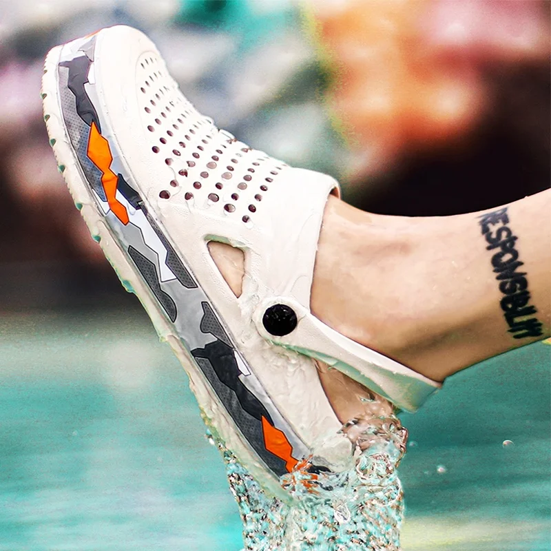 pattrily hot sell water shoes mules domes style slip platform women water proof plastic shoes mens water hole clogs shoes