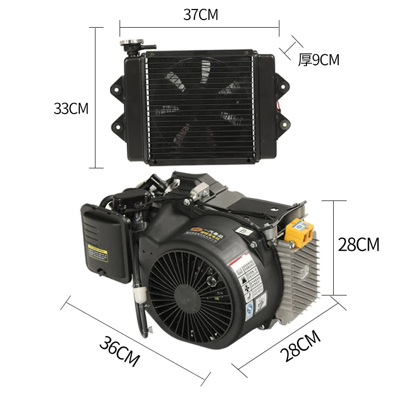 60v 72v Electric petrol 48 volt alternator 5KW dc gasoline range extender 48v water cooled generator