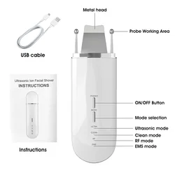 Wireless Professional Ultrasonic Peeling Spatula Equipment RF EMS Cleansing Household Facial Clean Skin Scrubber