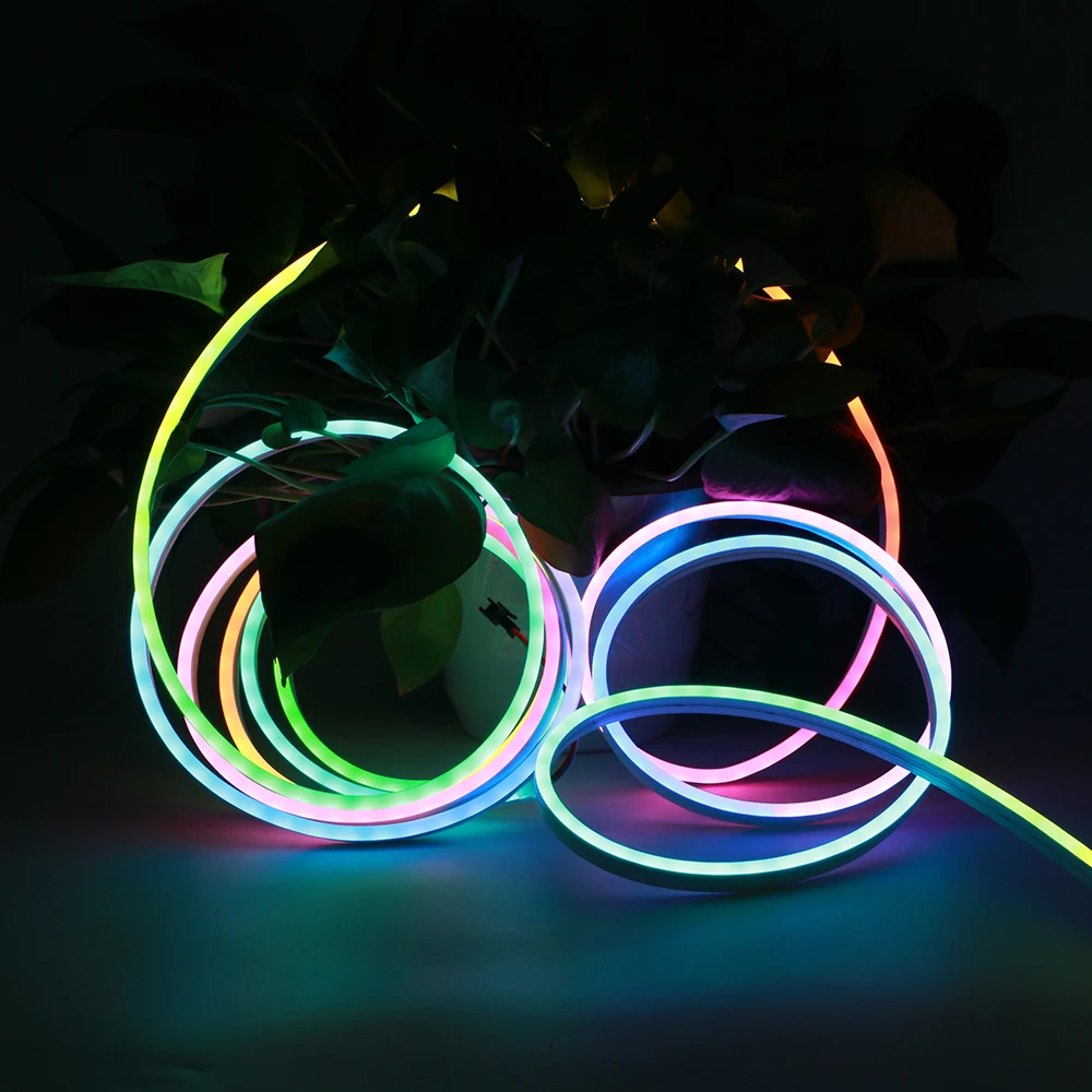 Гибкий светодиодный неоновый светильник 12 В RGB цифровой SMD2835 SMD5050 на метр