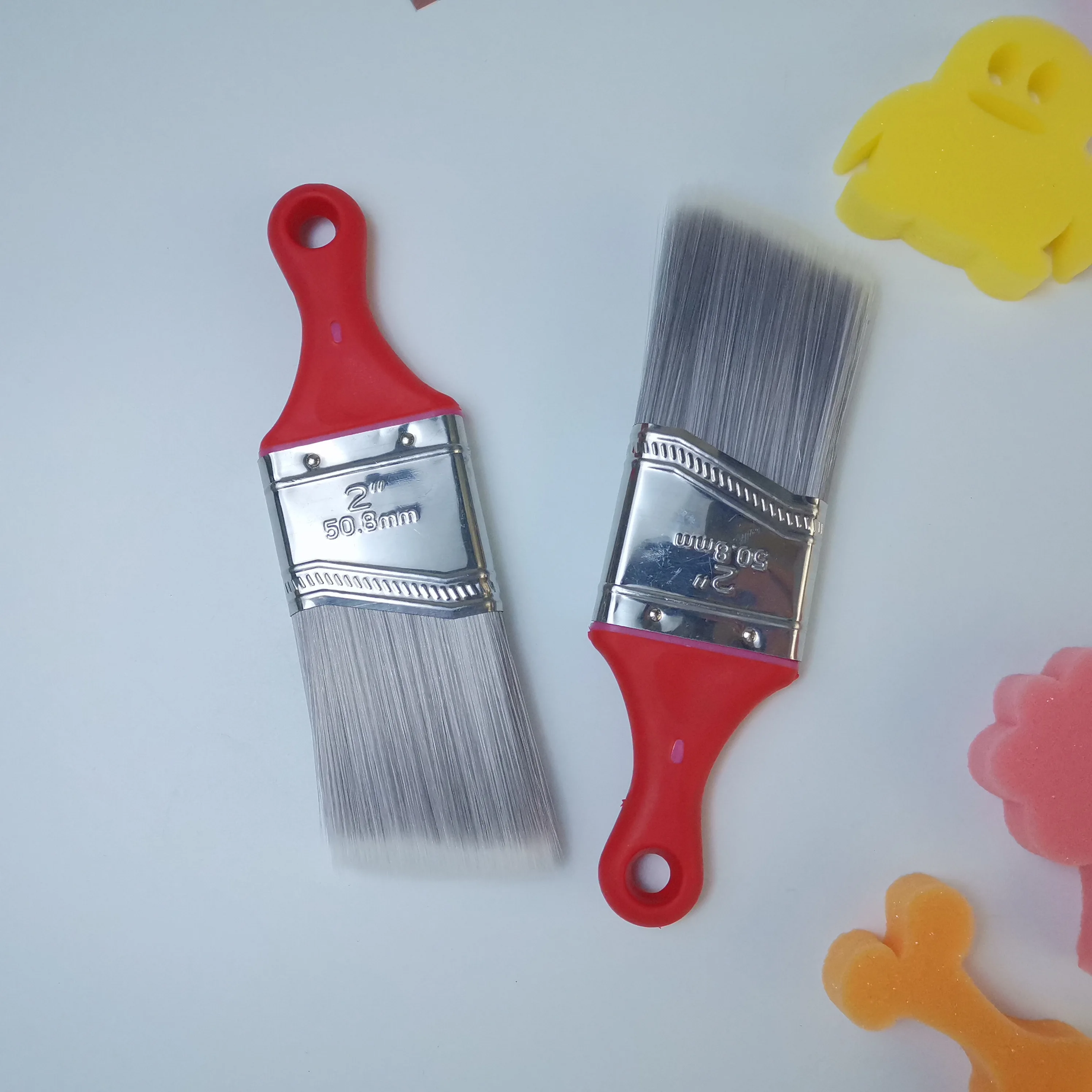 Wholesale Customizable Logo TPR Industrial Grade Polishing Angle Brush Yellow Synthetic Filament with Short Handle DIY Painting