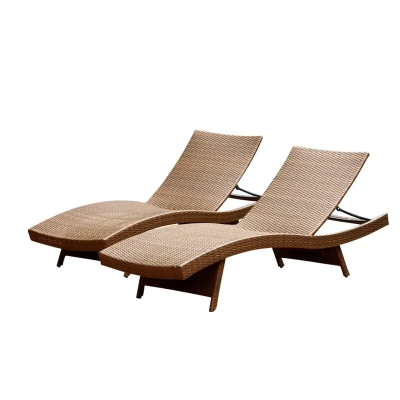 
Modern style outdoor leisure rattan wicker lounge chair beach frame double sun bed furniture 