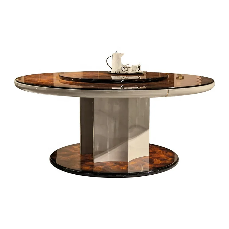 Luxury top modern minimalist style round marble turntable family furniture restaurant