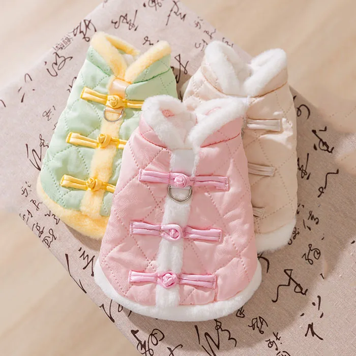 Dog Clothes Tang Suit Autumn Winter Pet Draw Thicken Vest Warm