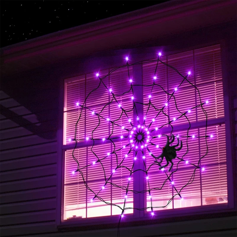 Led Halloween Light Spider Web Decoration Lights Spider Net Lamp Decorative Atmosphere Party Lights