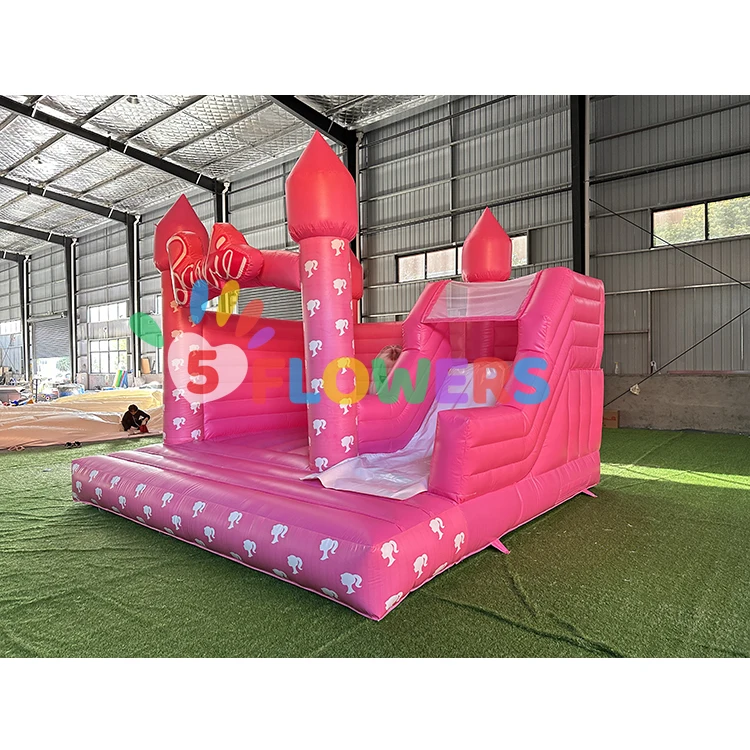 Hot pink girl inflatable bounce house combo popular jumping castle with slide