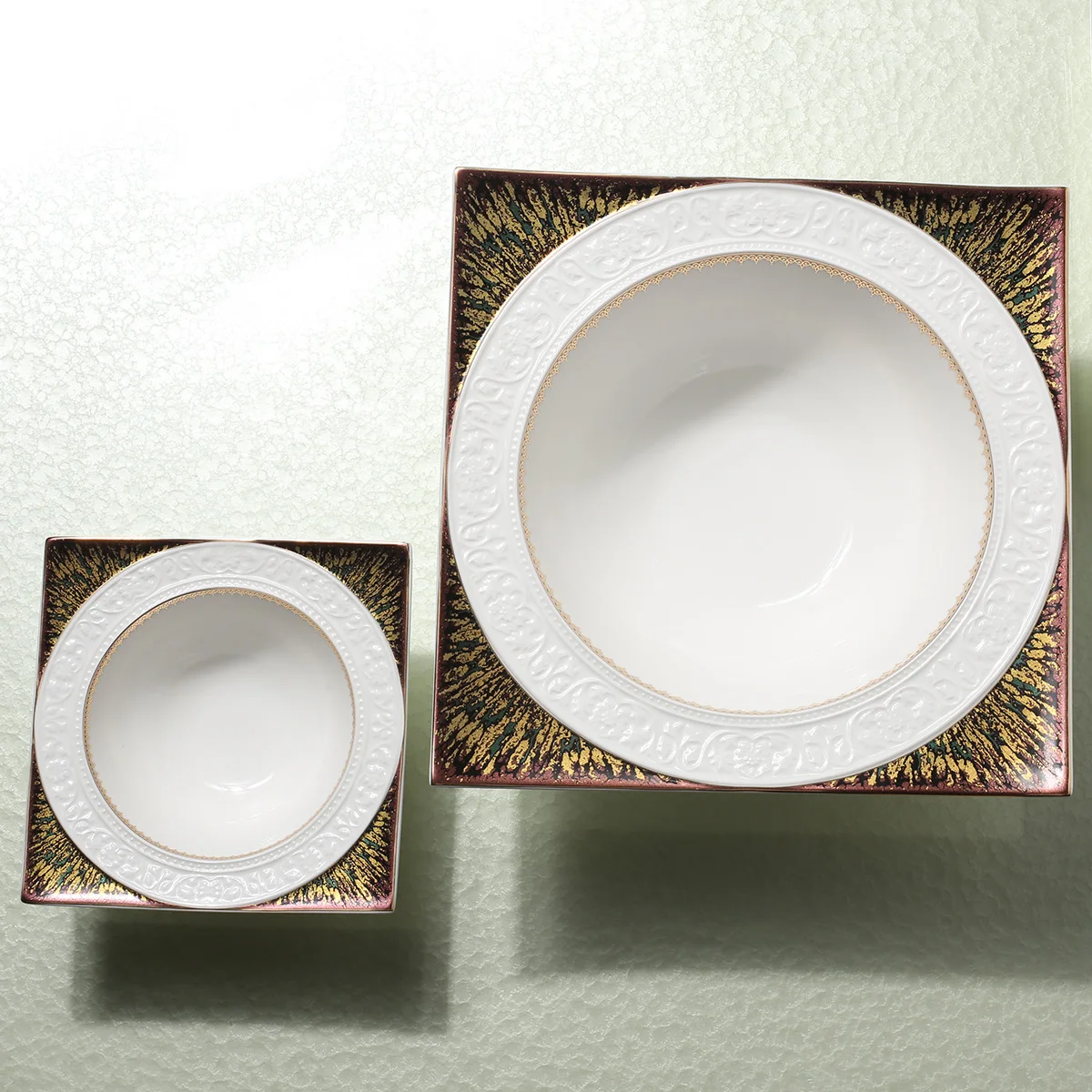 Wholesale Luxury Porcelain Event Dinner Plates Ceramic Gold Salad Soup Plate For 5 Star Hotel