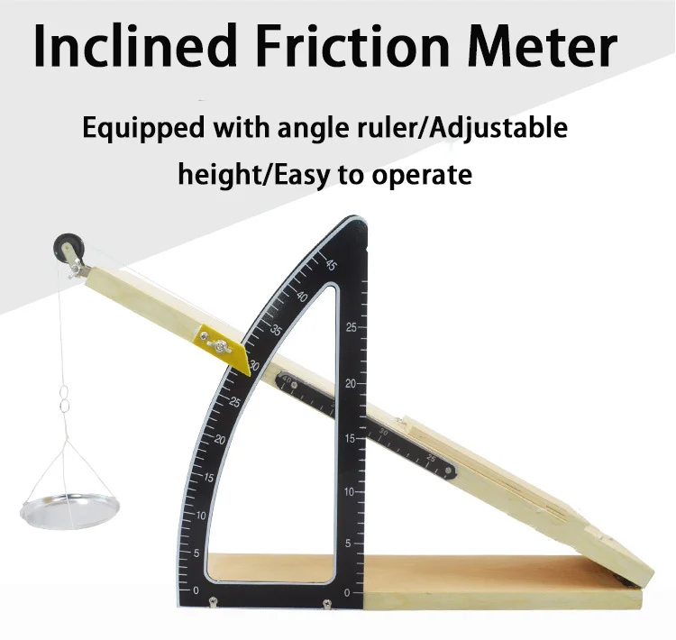 Inclined Friction Meter Wooden Block Mechanics Demonstrator With Angle Ruler Physical Science Teaching Instruments