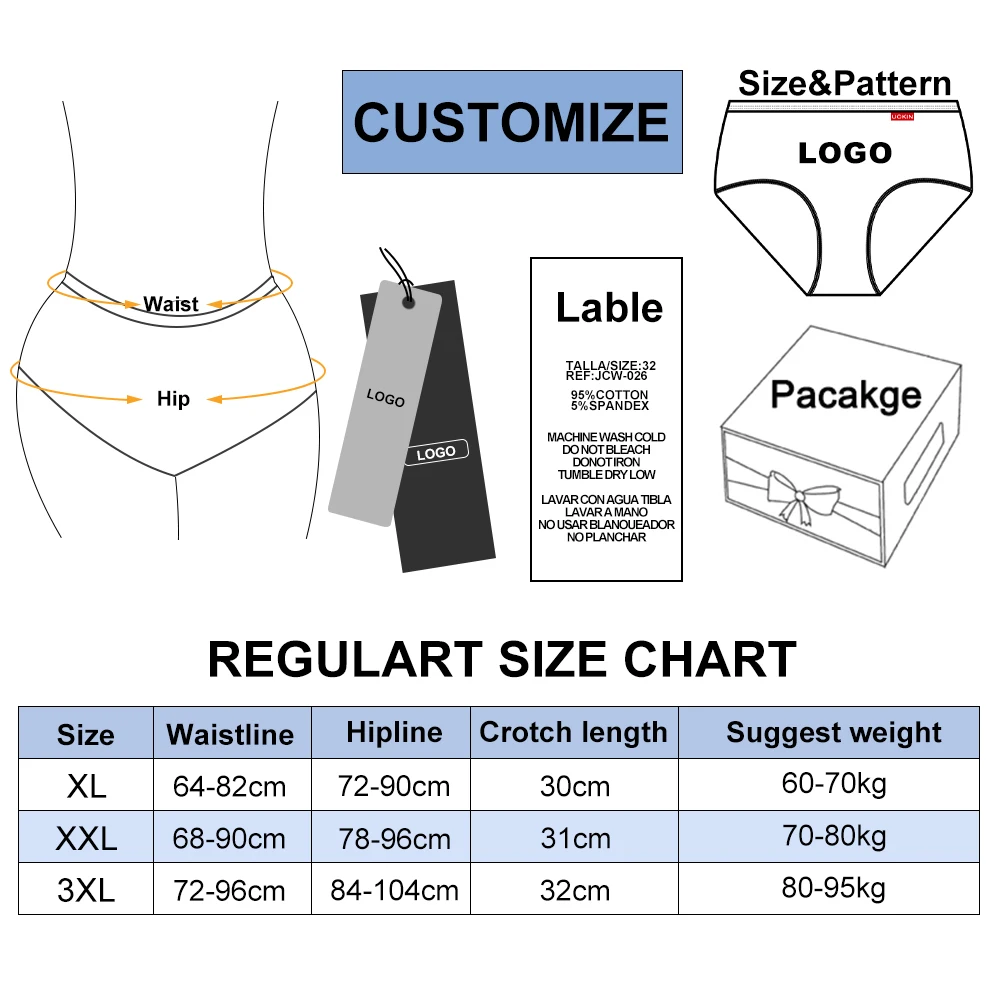 UOKIN  Basic plus size ladies lace panties pure cotton mid-rise large size underwear XXXL carding cotton panties A6152