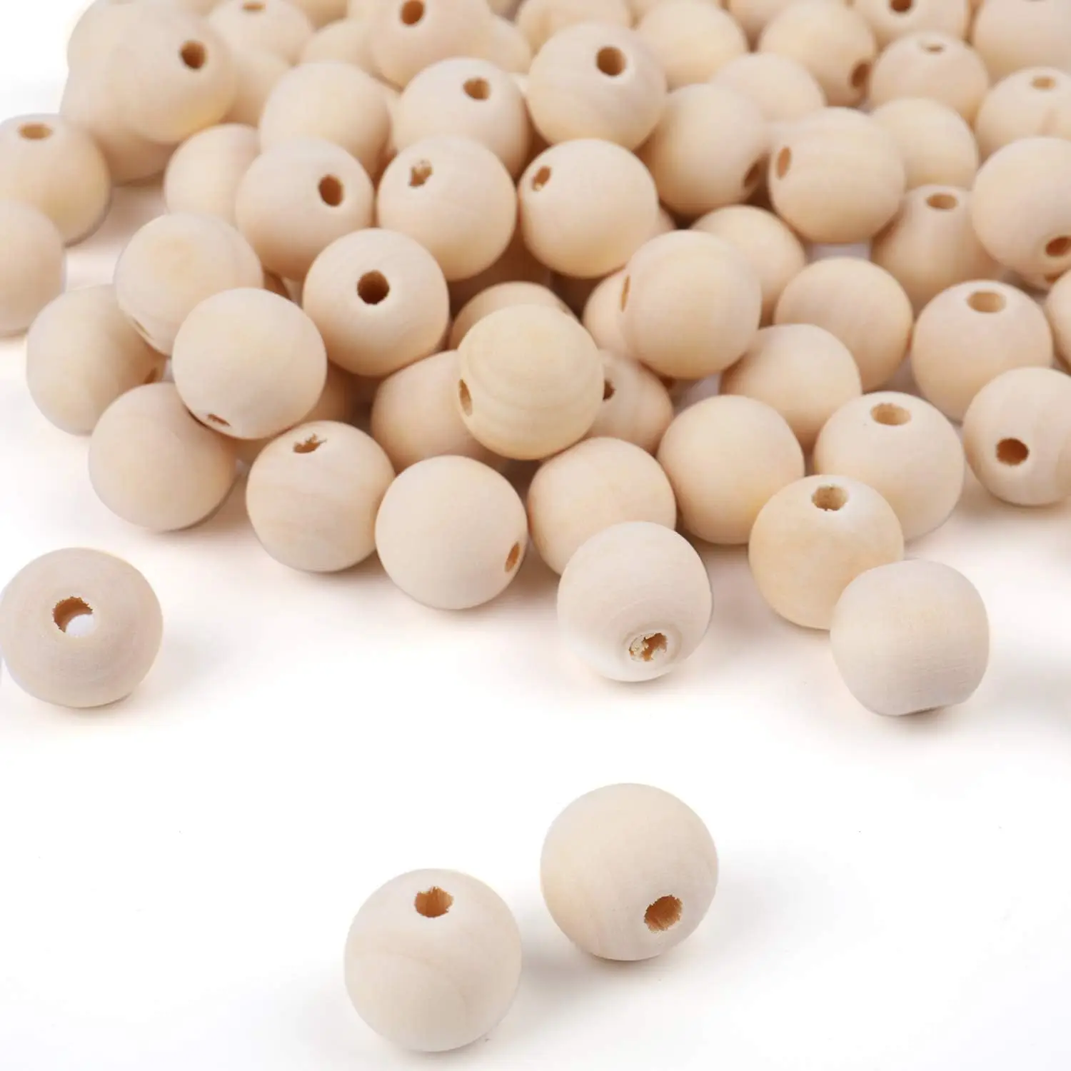 600 Pack 16mm Natural Wood Beads Unfinished Round Wooden Loose Beads Wood Spacer Beads for Craft Making