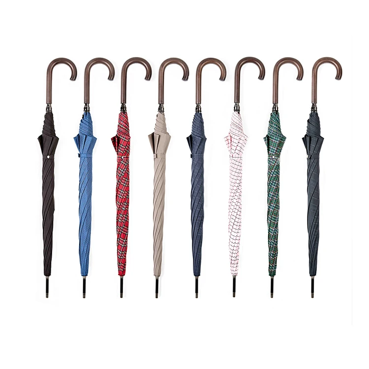 2024 custom logo golf umbrella adult durable used large size j handle auto straight sun rain Business Umbrella for sale