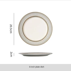Mfasihon Nordic round gold rim Ceramic porcelain Dinner Plate Hotel restaurant dinnerware Set Steak charger Plate