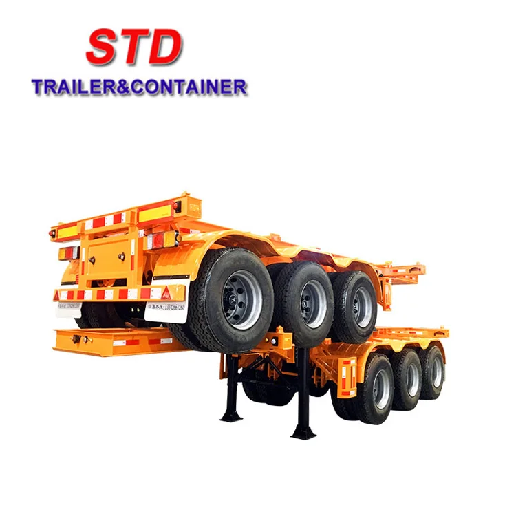 Yellow Color 20Ft Container Chassis 2 Axles Container Trailer 20 Ft