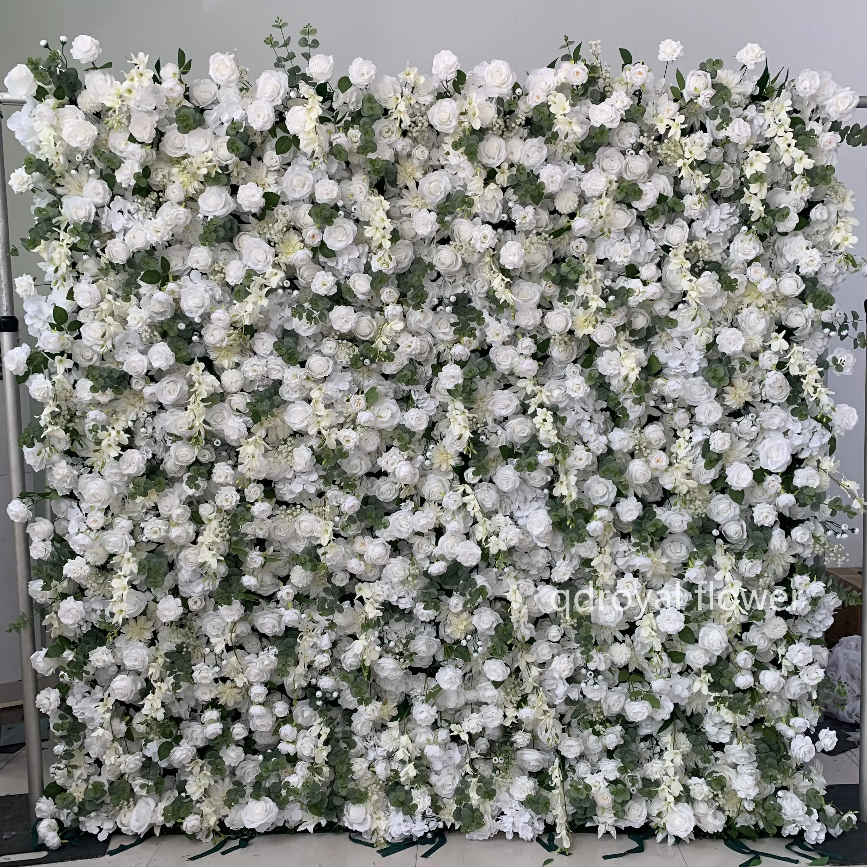 Wedding Stage Decor Floral Background Mat Pink Silk Rose Flower Wall Backdrop Panel 3d Roll Up Fabric Artificial Flower Wall