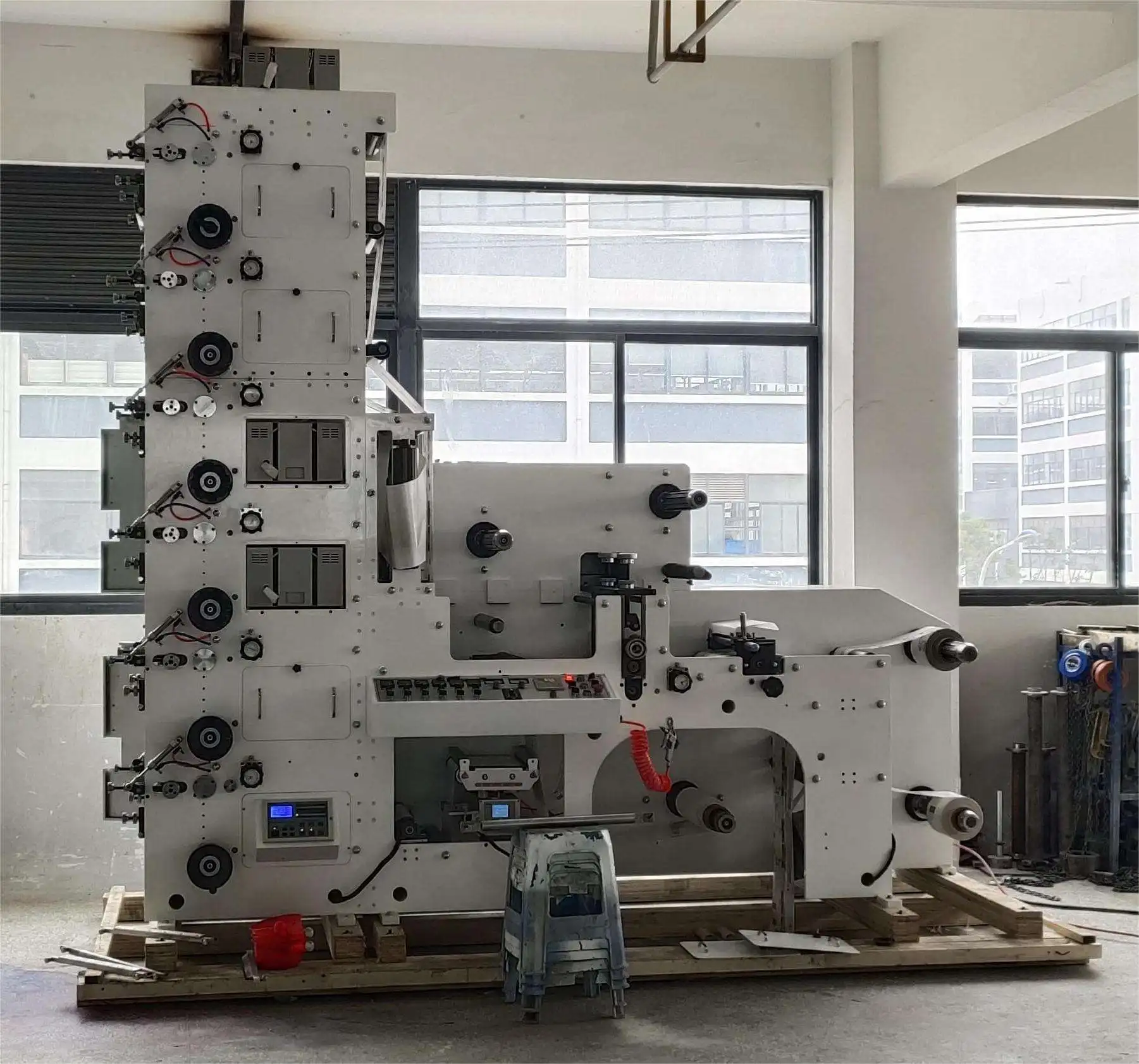 HJRY-520 6 Color Kraft Paper Flexo Printer Press Cold Foil Stamping Film Label Flexo Printing Machine