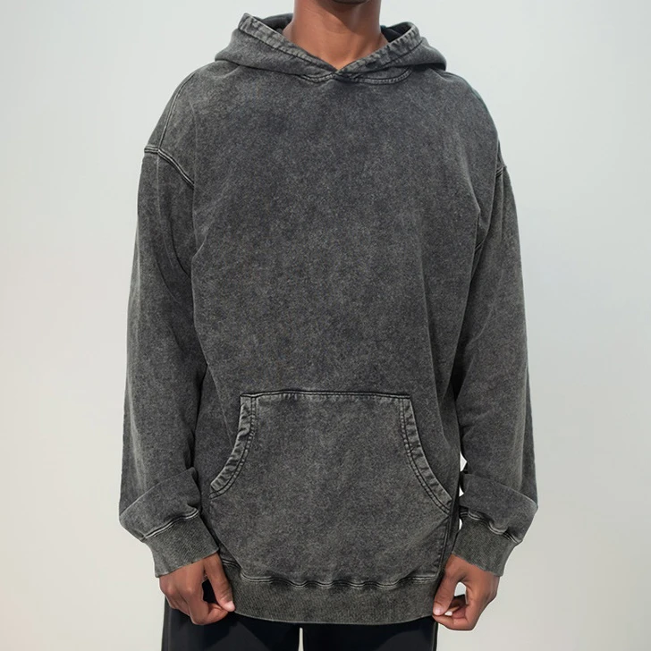 Plus Size 420gsm Heavyweight Custom Oversized Men Acid Wash Hoodies Vintage Plain Hoodies