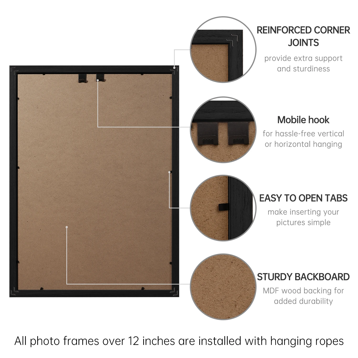 Classic Natural Black Woodgrain 16x20 HD Acrylic Gallery Photo Picture Art Prints artwark Wall Hanging Home bar studio decor