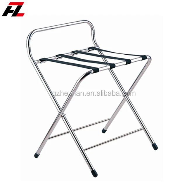 
Foldable Luggage Rack For Hotel Guestroom Bedroom Folding Bag Holder with Black Nylon Straps 