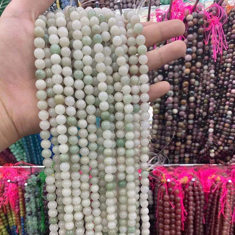 Natural  Wholesale Green Emerald Jadeite Loose Round 6/8/10mm Beads Strand Jade she taicui