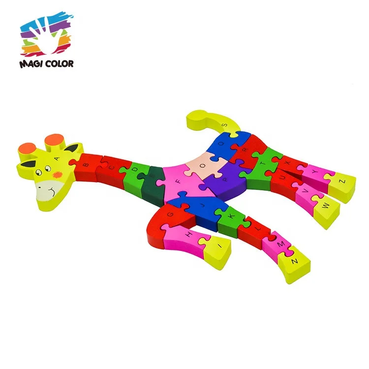 2023 Wholesale educational toy non-toxic wooden giraffe shape puzzle for kids W14I015