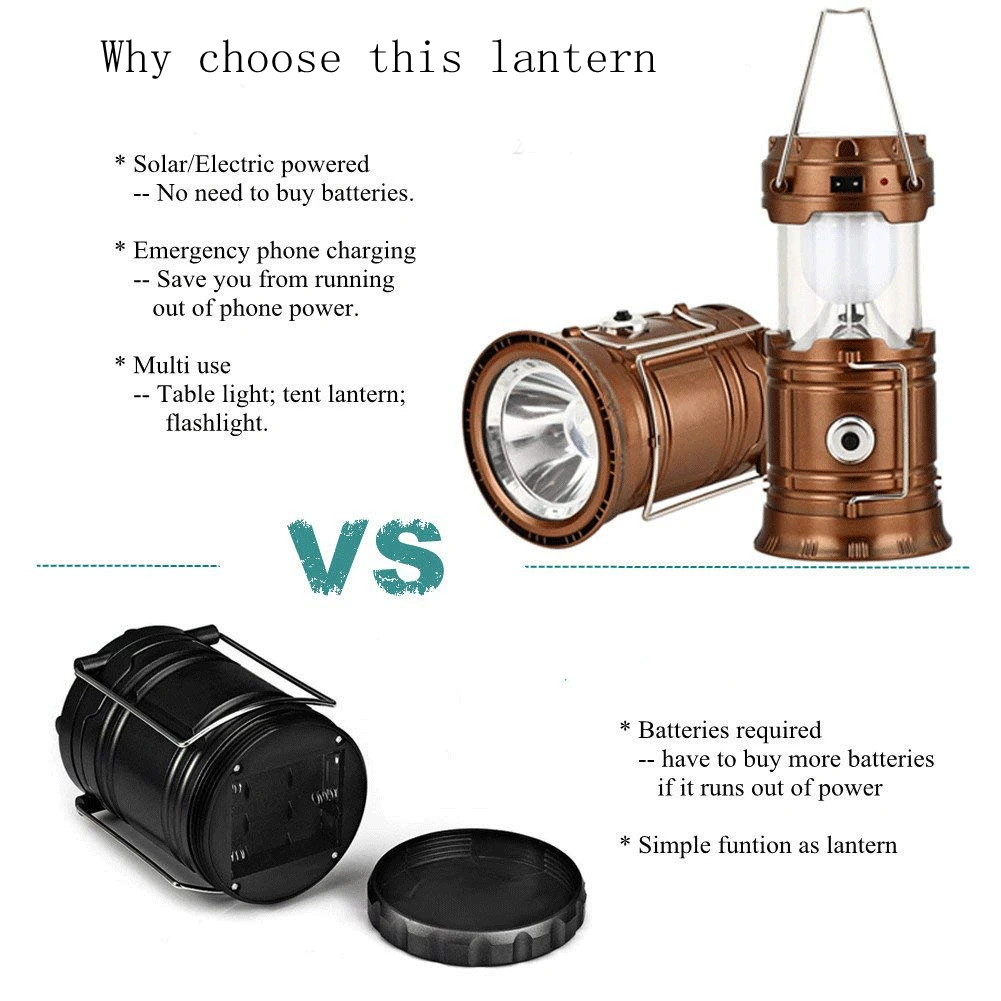 Outdoor Portable LED Rechargeable Emergency Solar Powered Pop up Camping Lantern LED Camping Lamp