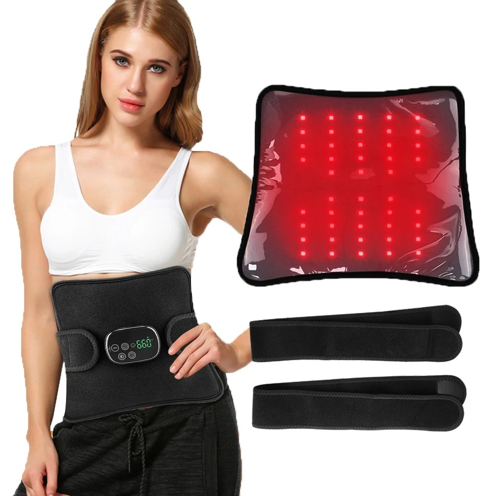 Cordless Vibration 660nm 850nm Near Infrared Light Massager Pad Body Pain Relief Red Light Therapy Massage Belt