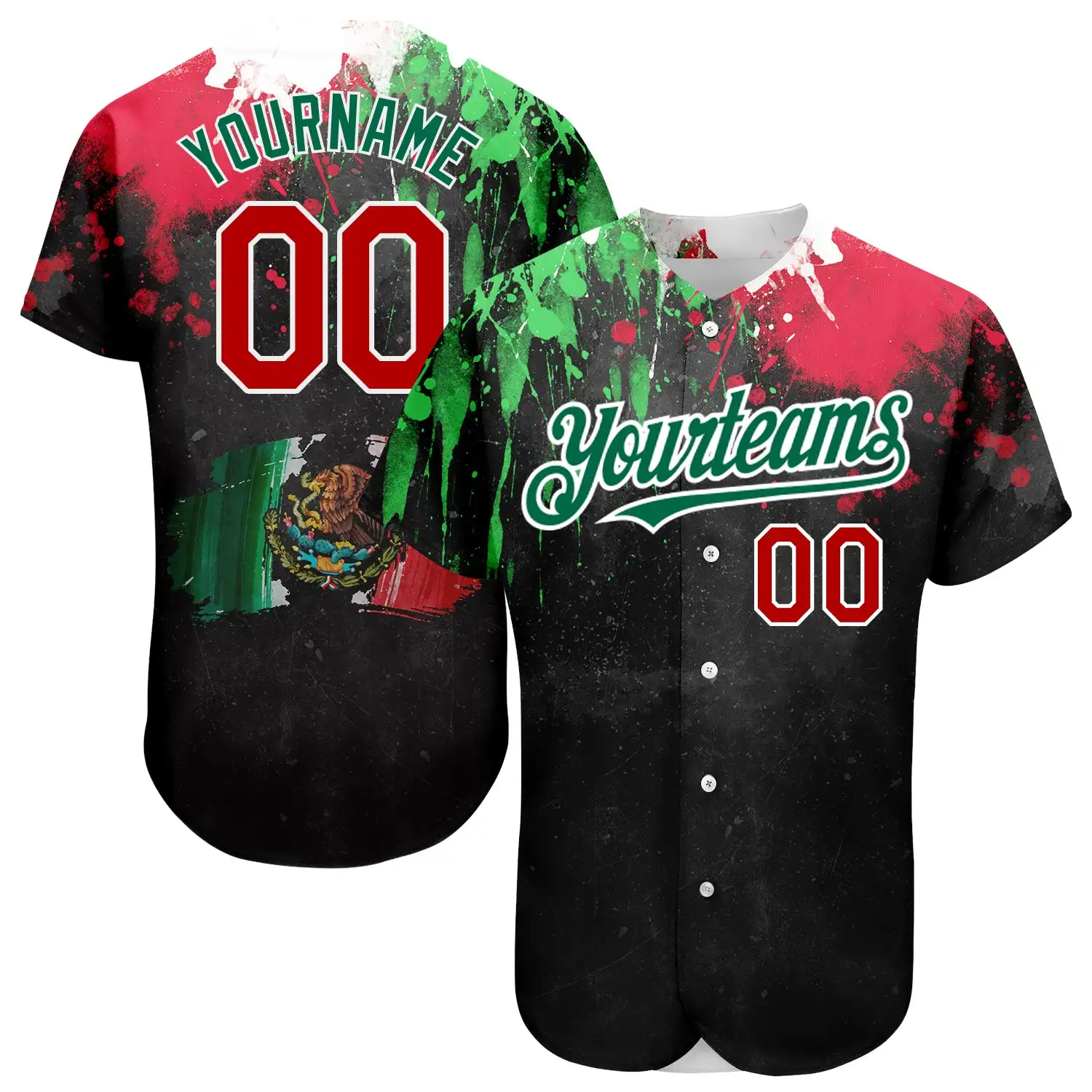 Short-Sleeved Baseball Shirt Custom Black Vintage Mexican Flag-City Authentic Baseball Jersey Wholesale Comfort Clothing