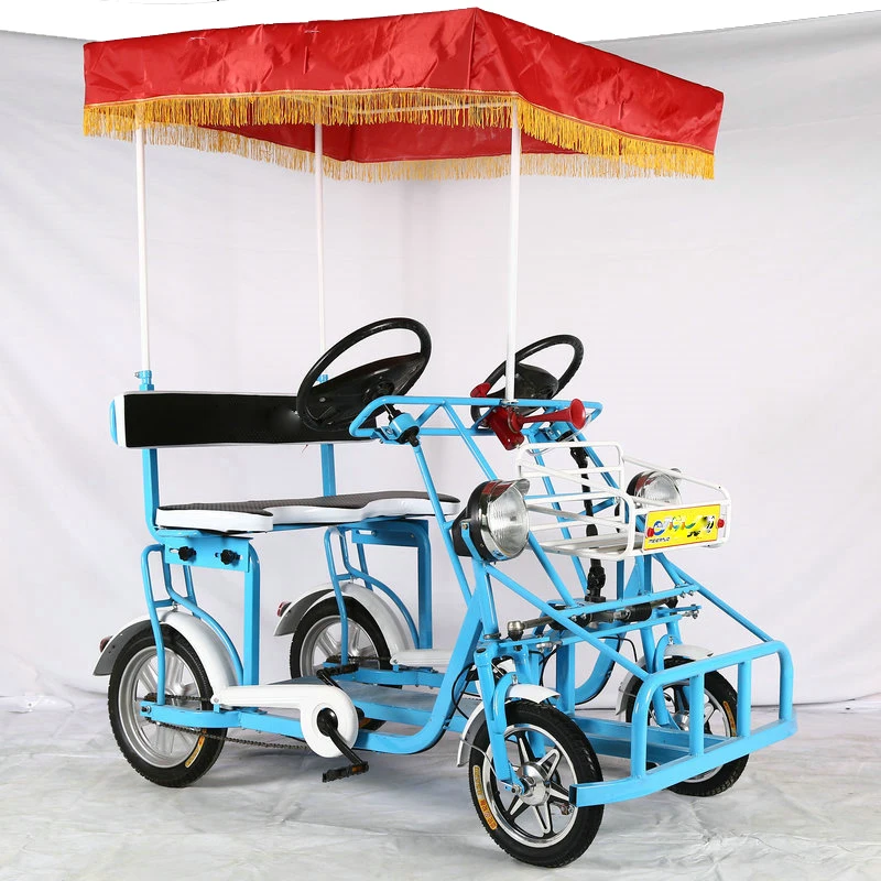 Entertainment Steel Frame sightseeing tandem bicycle tourist and recreational vehicles four wheel adult tandem bike