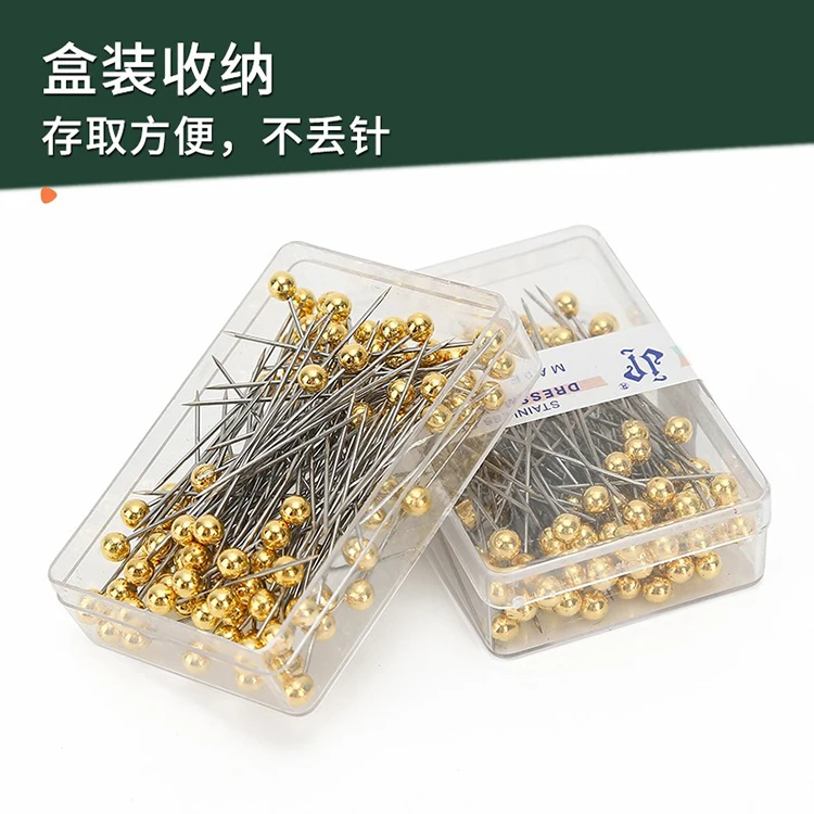 100Pcs/Box 38cm Colorful Round Pearl Head Needles Stitch Straight Push Sewing Pins For Dressmaking DIY Sewing Positioning Tools