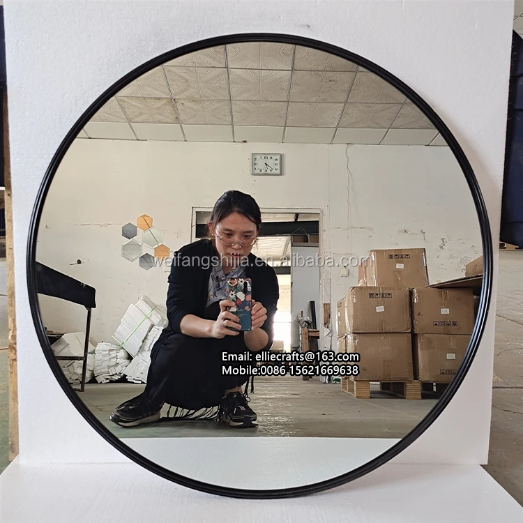 Online hot sale living room bedroom mirror Nordic modern black gold metal round luxury decorative wall mirrors