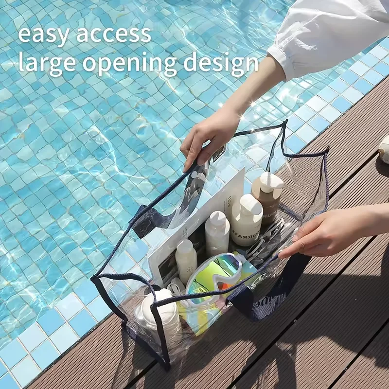 2024 New Waterproof Beach Tote Pool Bags for Women Ladies Large Gym Tote PVC Clear Plastic Hand Storage Bag Shopping Bag