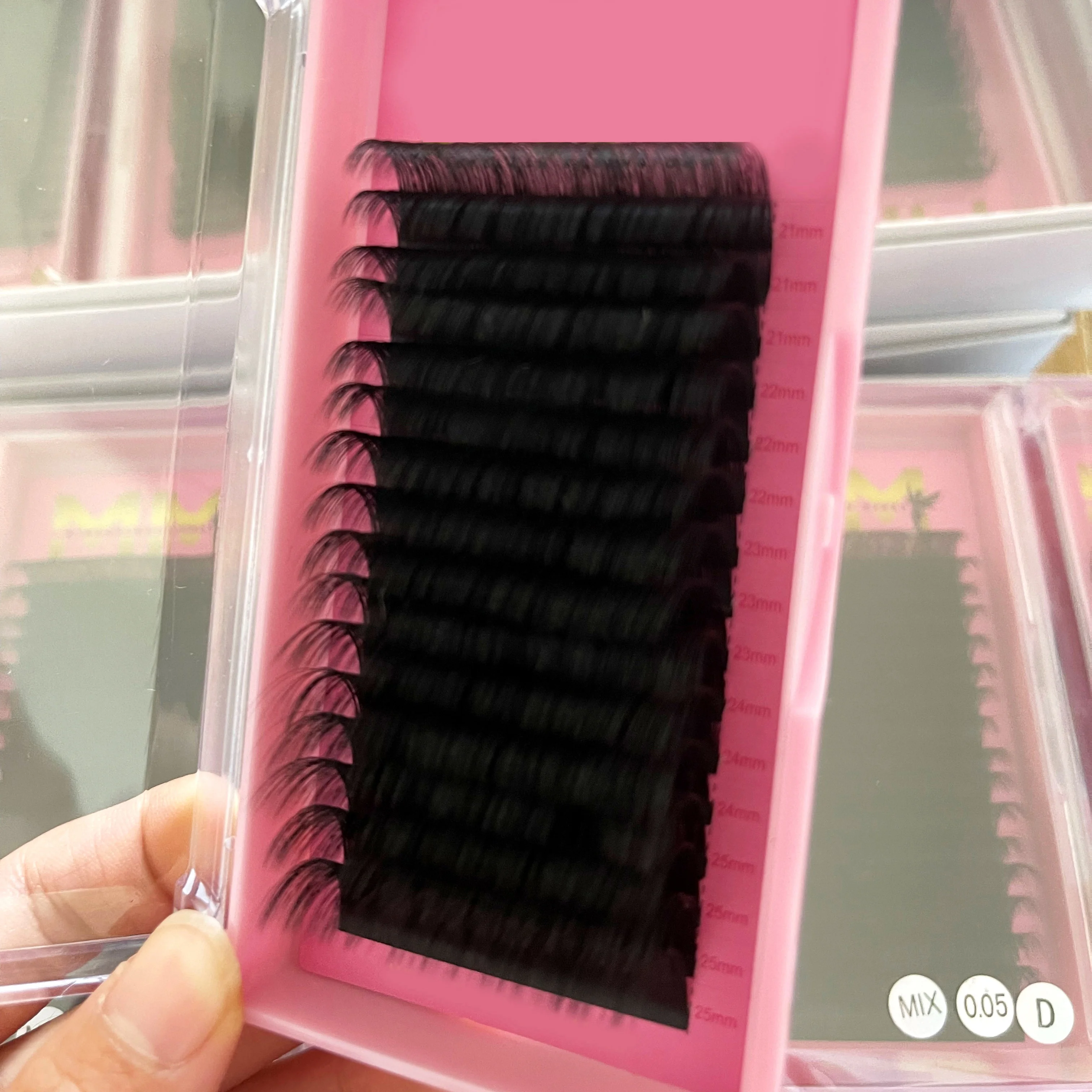 Private Label 0.10 0.12 0.15 0.20 Eyelash Tray Vendor Luxury 16 Rows Silk Dark Lash Trays