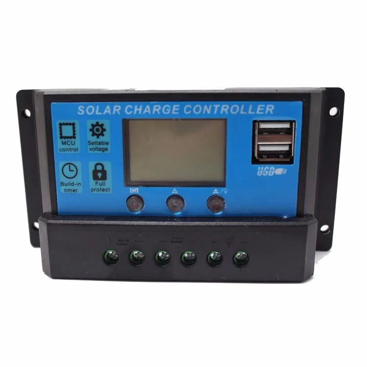 30/20a Solar Charge Controller 12V 24V 36V 48V Regulator with Adjustable LCD Display Dual USB Timer Setting PWM Auto Parameter