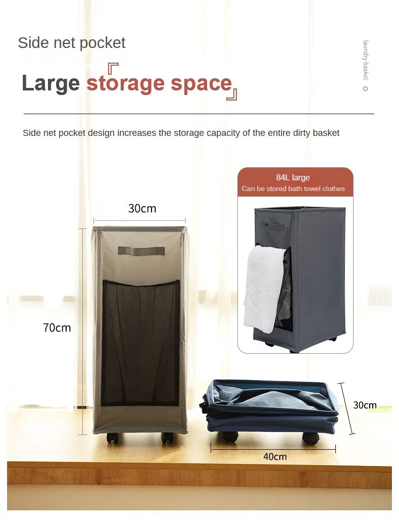 Wholesale Custom Large Foldable Storage Basket With Wheels Laundry Hamper Basket Rolling Clothes Storage Box Laundry Basket